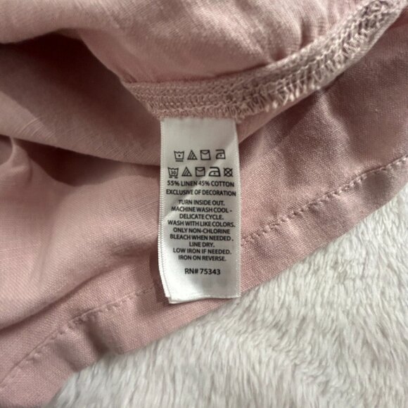 Rachel Zoe Women's Long Sleeve V-Neck Blouse Top Linen Blend Blush Pink Sz Small - Picture 4 of 8